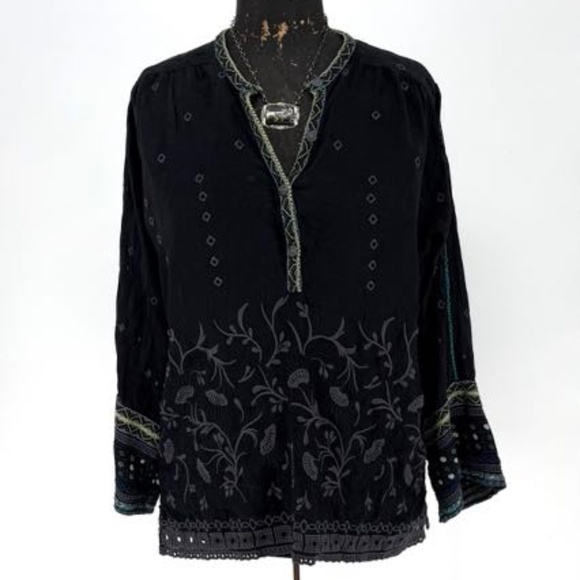 Johnny Was Black Peasant Blouse - Picture 1 of 16